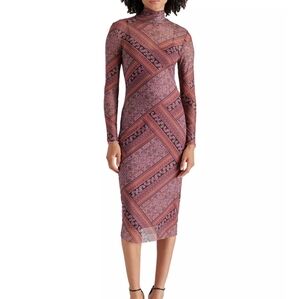 Steve Madden Women's Vivienne Paisley Turtleneck Midi Dress  Small